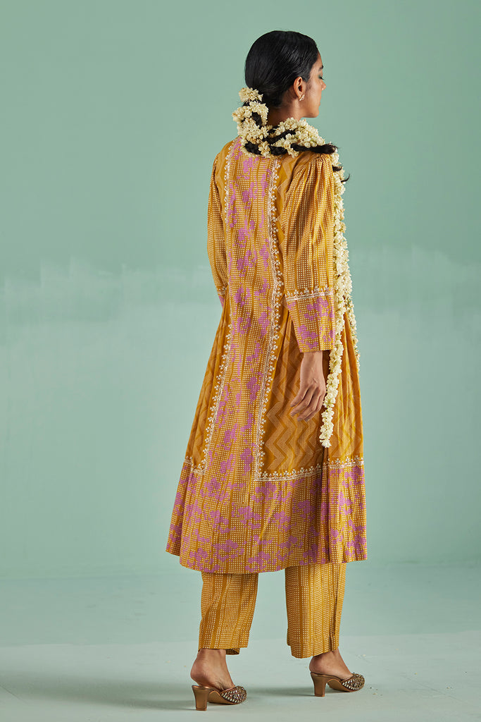 Ochre Antifit Kurta And Trouser Set