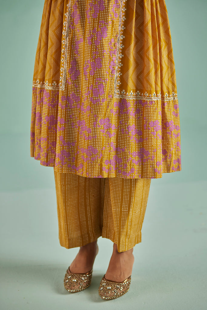 Ochre Antifit Kurta And Trouser Set