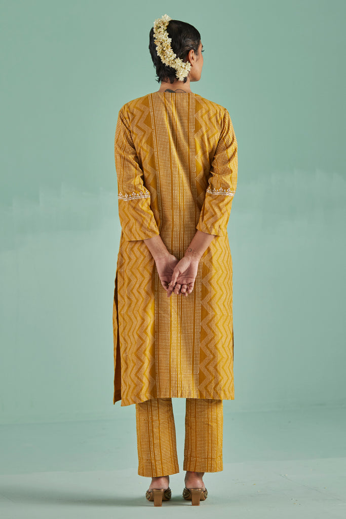 Ochre Straight Kurta And Trouser Set