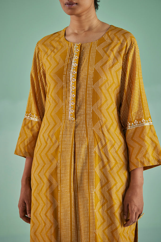 Ochre Straight Kurta And Trouser Set