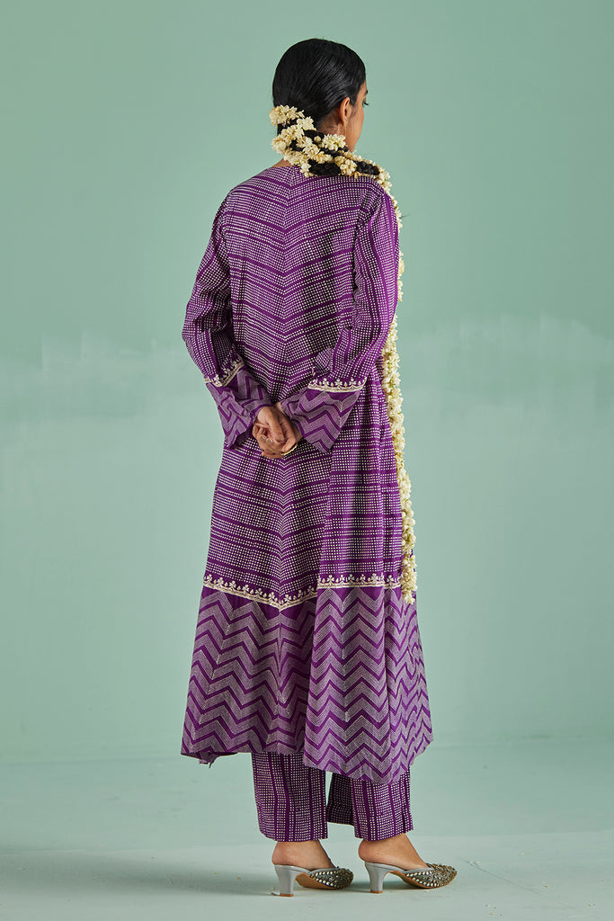 Purple A-Line Kurta And Trouser Set