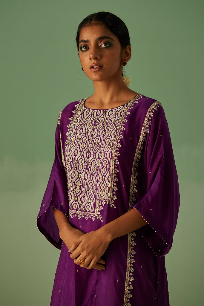 Purple Yoke Kaftan, Inner And Trouser