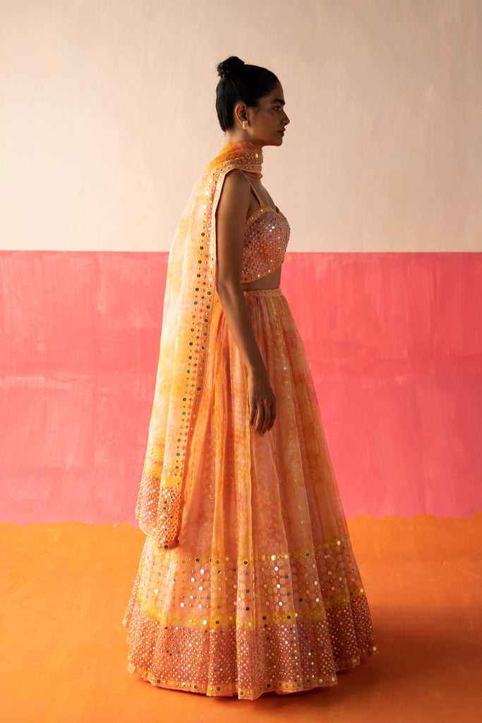 Embroidered Orange Sangeet Lehenga Choli – Mindhal