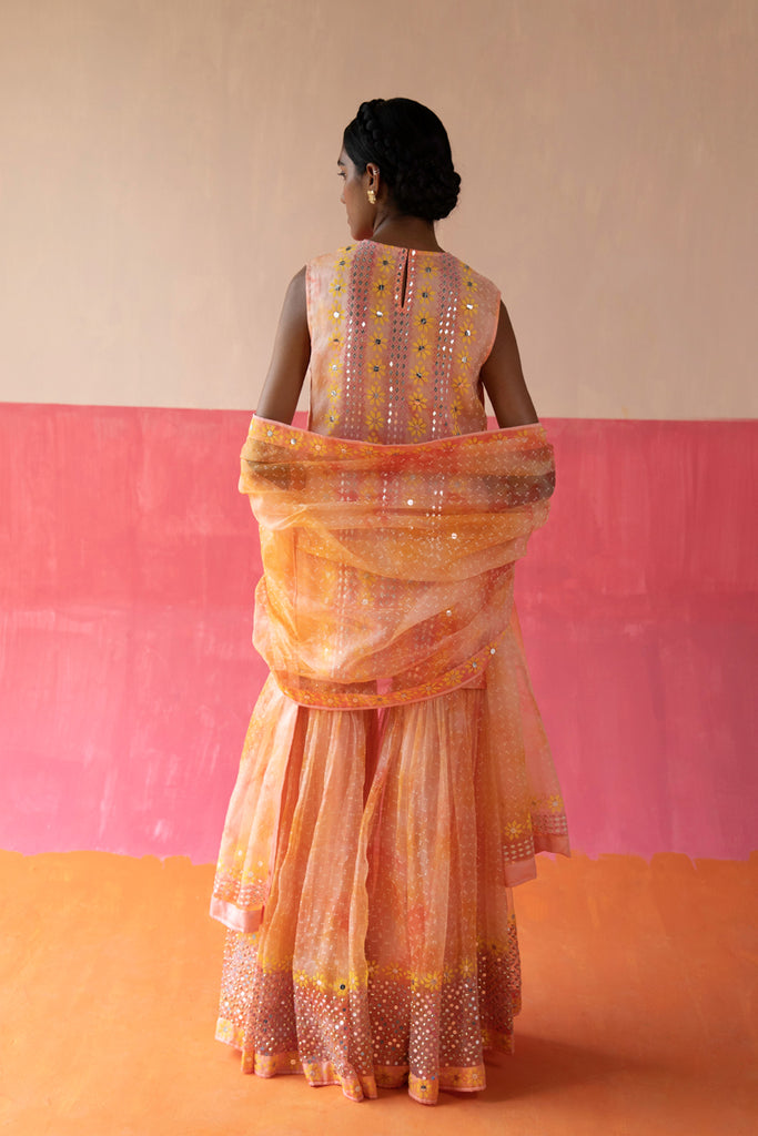 Women's Georgette Sharara Suit for Women | Embroidery Work Short Kurta with  Sharara Plazzo| Readymade