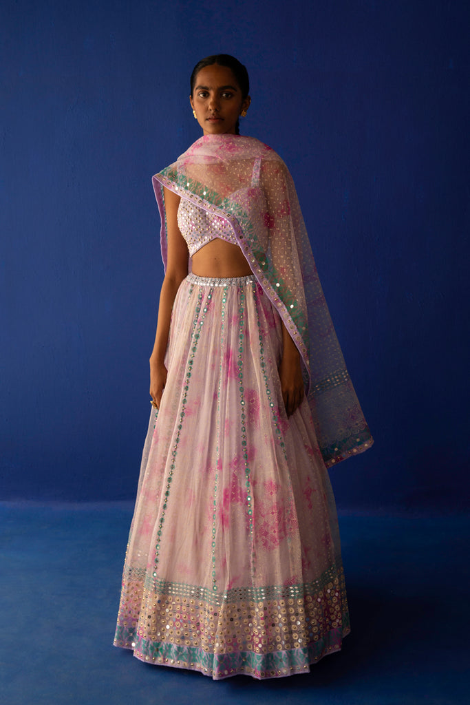 Buy Pink Tie Dye Print and Gota Mirror Work Lehenga With Hand Embroidery  Rawsilk Blouse Online in India - Etsy