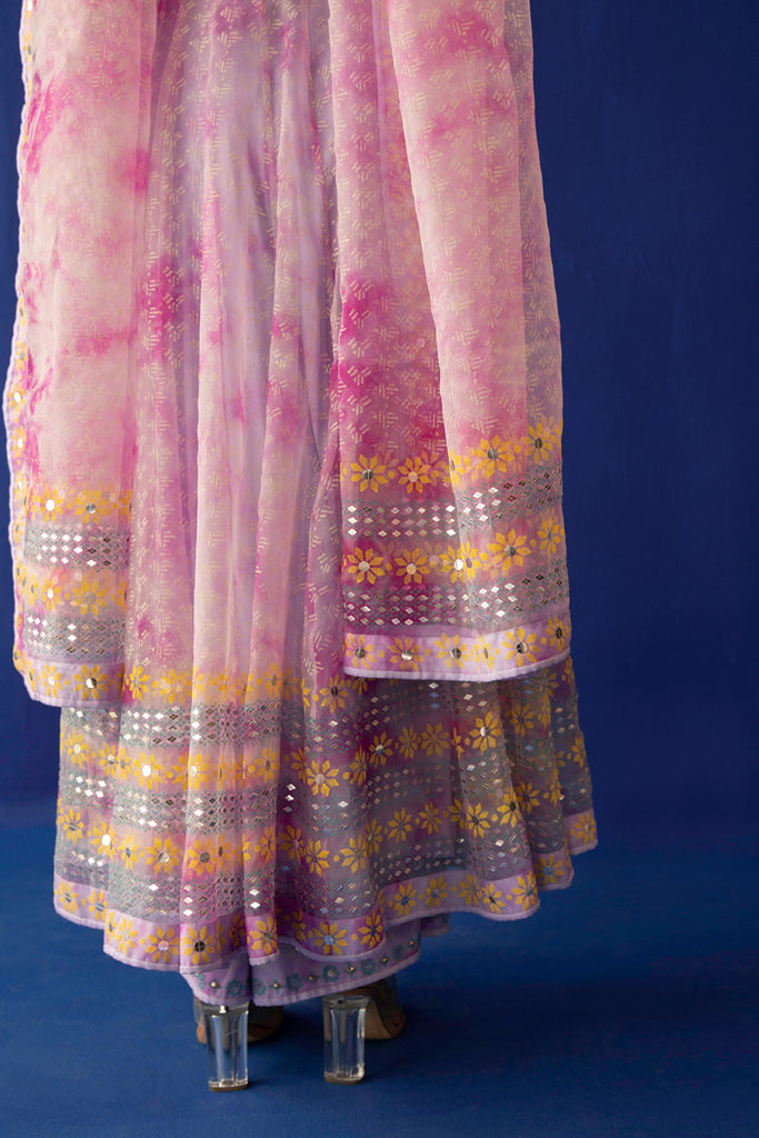 Lilac/Fuschia TIE 'N' DYE ROSA Anarkali Set.